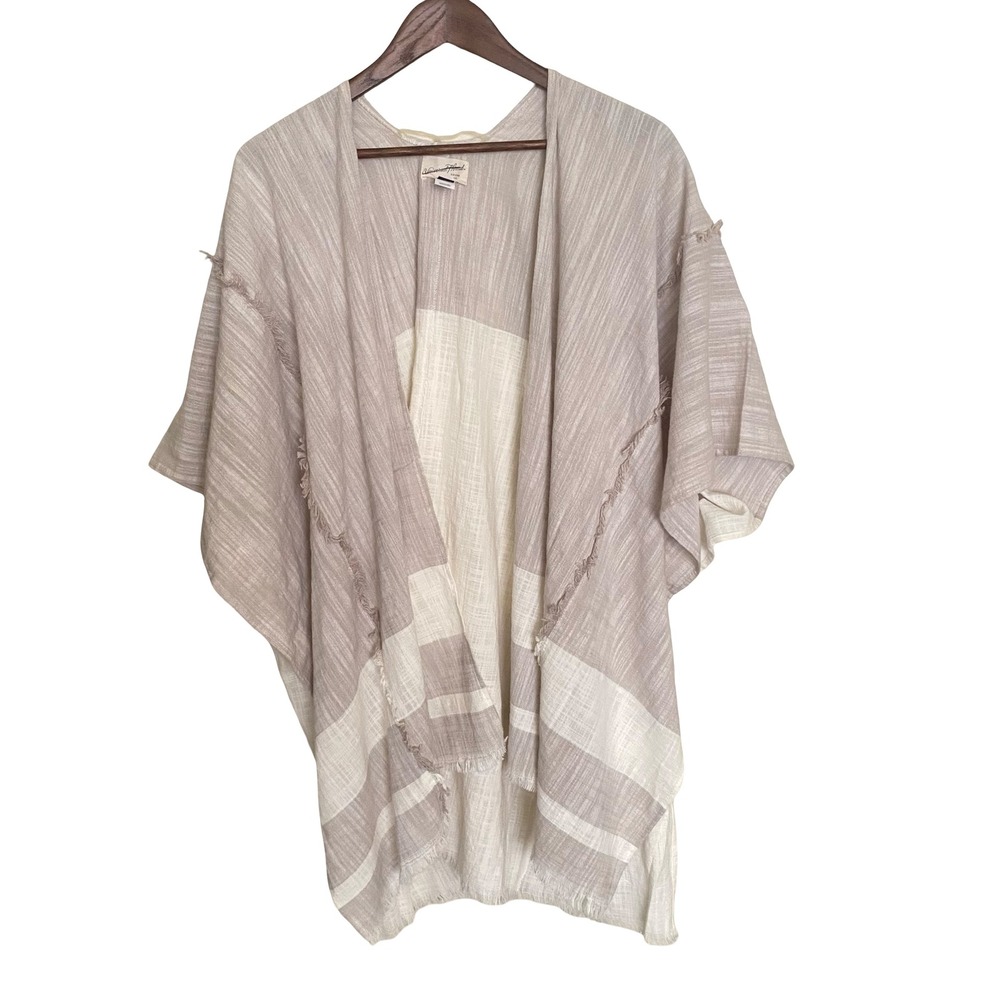 Universal Thread Womens Mauve Striped Cotton Kimono Wrap Fringe Trim One Size